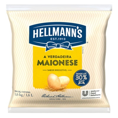 Maionese Hellmann's Saco 1,6 kg - Com Hellmann’s sua salada de batata fica com ótima aparência, firme e muito saborosa!